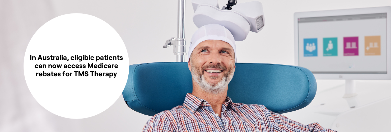 Man getting TMS therapy for Depression - Medicare Rebates Available